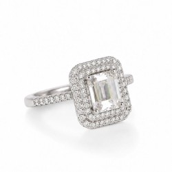 Bague Rectangulaire en Argent 925 Sertie de Zircons